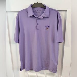 Horn Legend TCU Texas Christian University Purple stripe Polo Shirt men’s medium